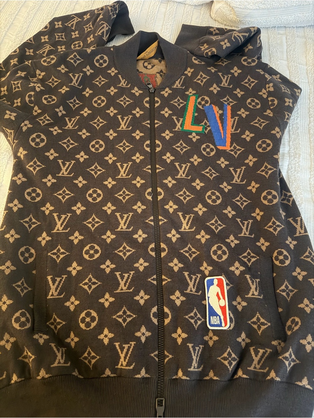Louis Vuitton Brown Monogram Zip Hoodie with Multicolor LV Patch